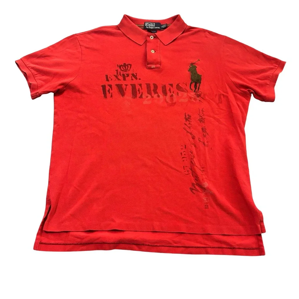 Polo‎ Ralph Lauren Mens Red Everest Expedition Big Pony Custom Fit Polo Shirt XL